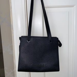 CHANEL black tote bag with long straps